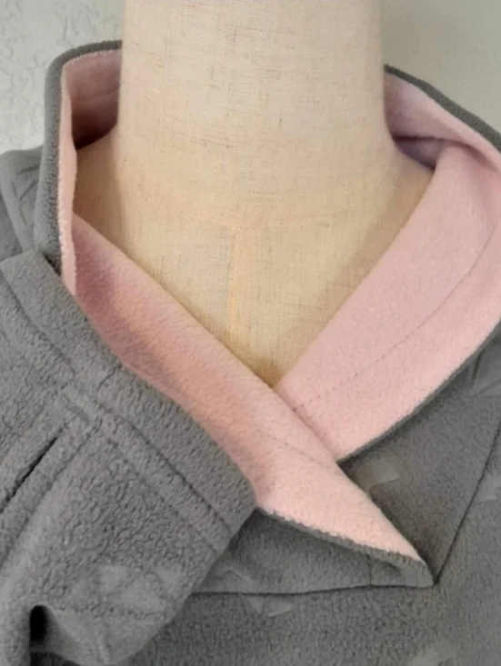 Athletic Works Cozy Fleece Pullover Gray Pink Print - Girl L (10-12) - Picture 2 of 7